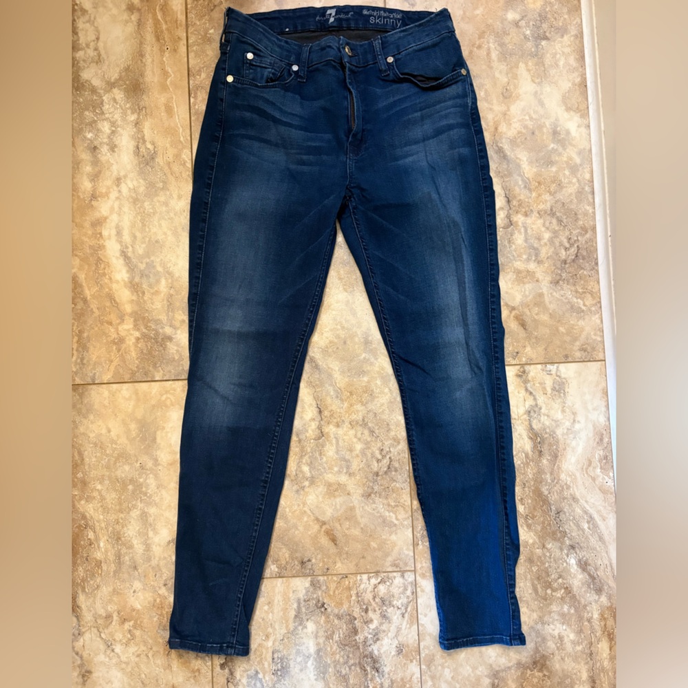 7 For All Mankind The Mid Rise Ankle Skinny Dark Blue Wash Women’s Size 31